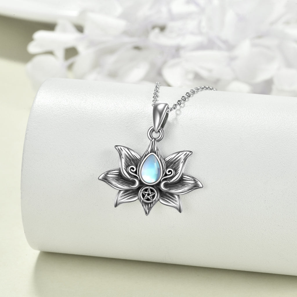 Bloom with Grace – Lotus Moonstone Necklace